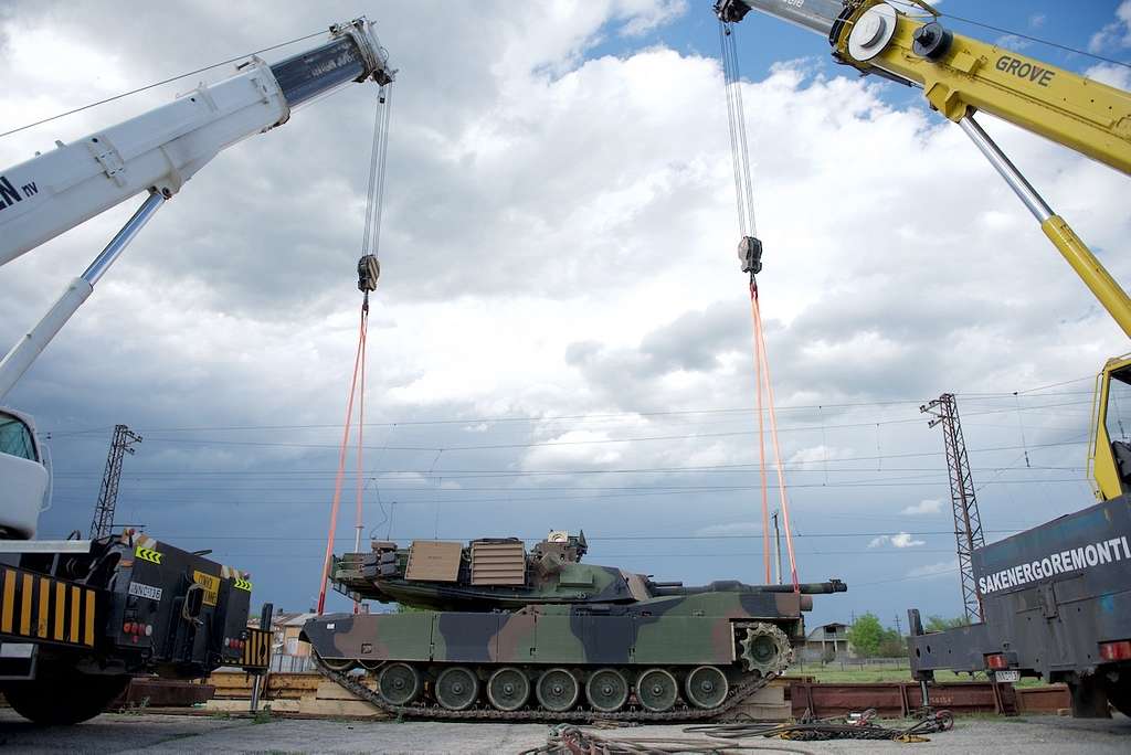 An Abrams M1A2 Main Battle Tank Prepares To Be Offloaded, - PICRYL ...