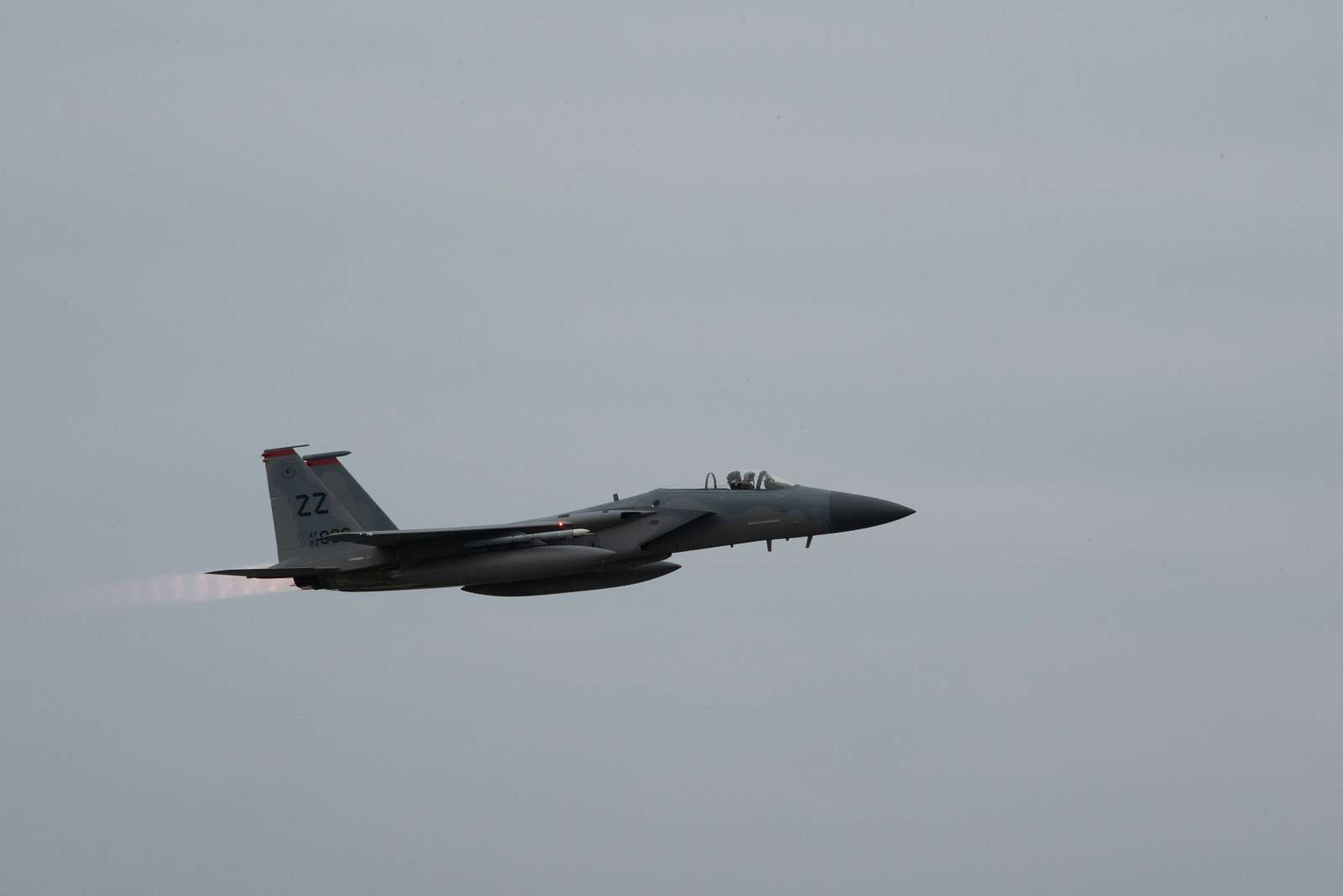 A U.S. Air Force F-15 Eagle takes off on the flightline, - NARA & DVIDS ...