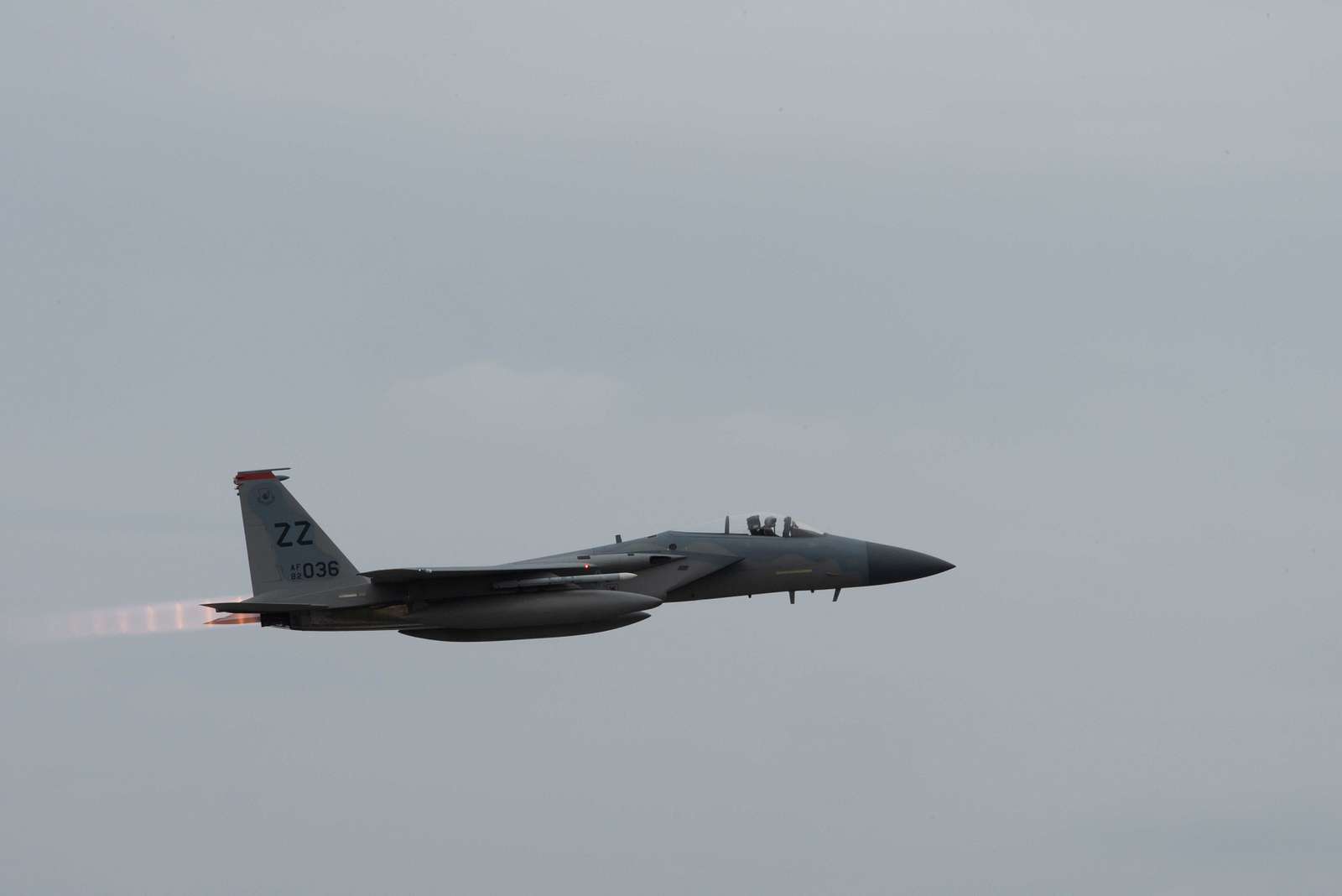 A U.S. Air Force F-15 Eagle takes off on the flightline, - NARA & DVIDS ...