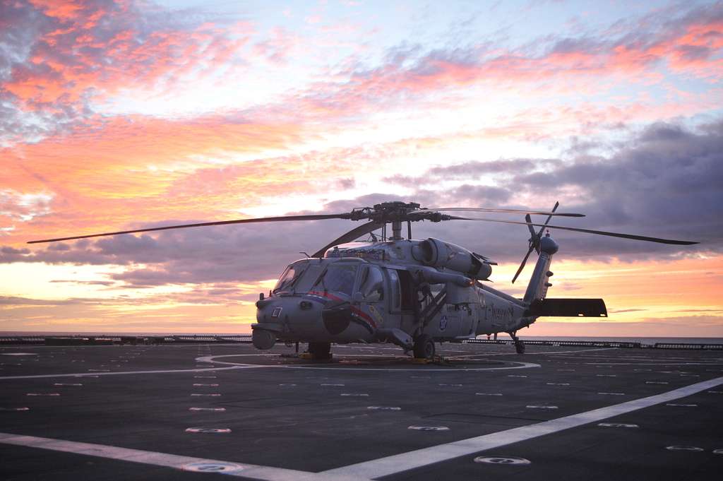 A U.S. Navy MH 60S Seahawk helicopter assigned to the - PICRYL Public ...