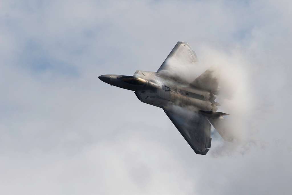 An F-22 Raptor displays maneuverability tactics during - PICRYL ...