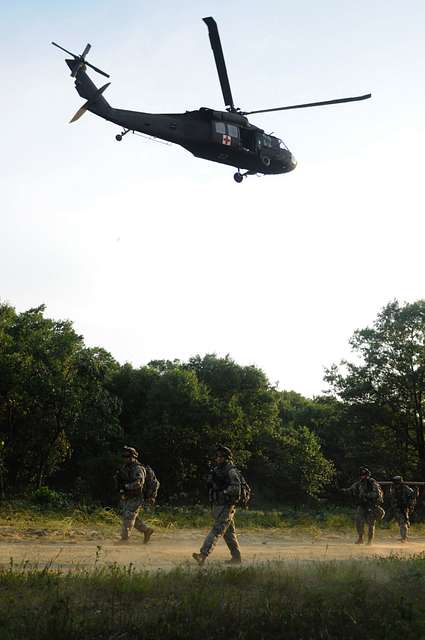 An infantry platoon road-marches through while medics - NARA & DVIDS ...