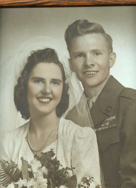 George “Red” Ellis and his wife smile on their wedding - PICRYL ...