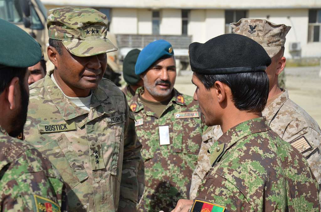 Lt. Gen. Thomas Bostick meets an Afghan officer and - PICRYL - Public ...