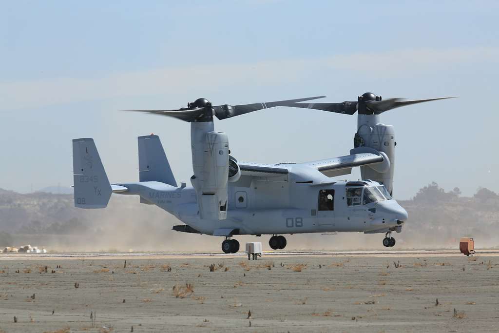 A MV-22 Osprey demonstrates aerial maneuvers during - NARA & DVIDS ...