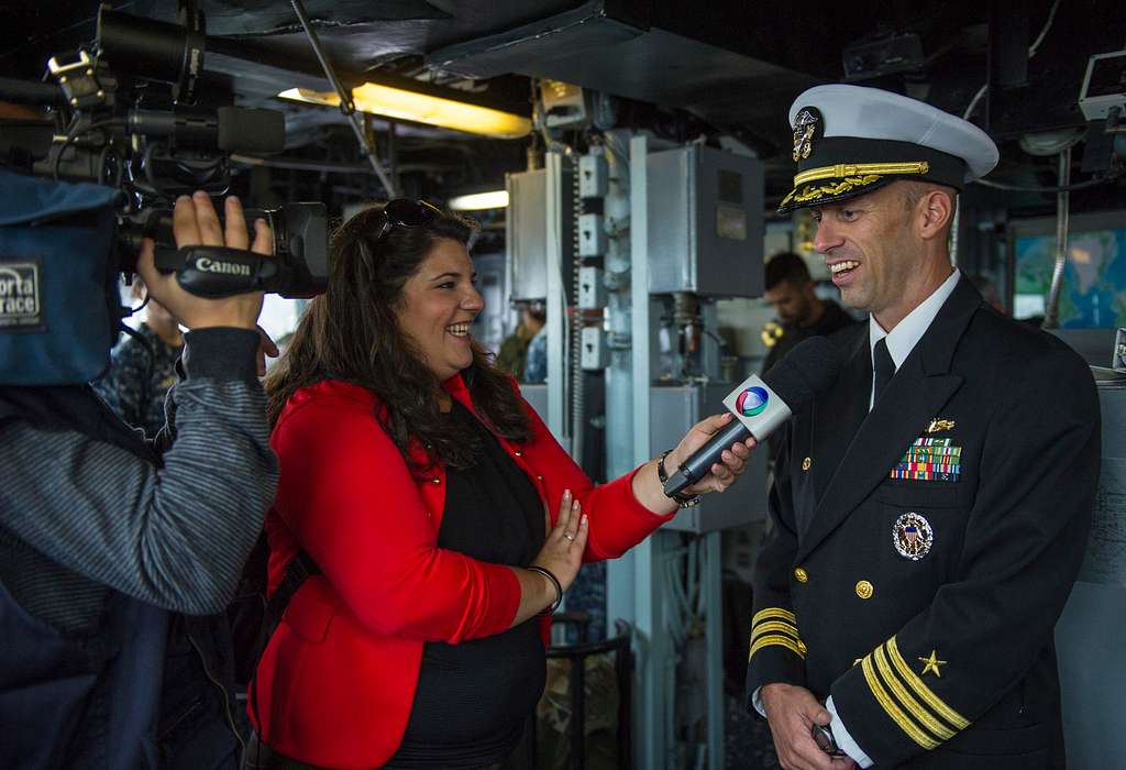 USS Roosevelt CO conducts media interview during Lisbon port visit ...