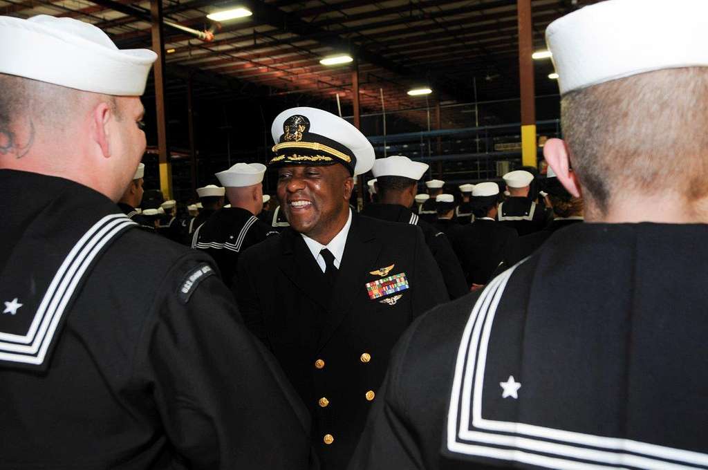 Cmdr. Louis Scott inspects the uniforms of Sailors - NARA & DVIDS ...