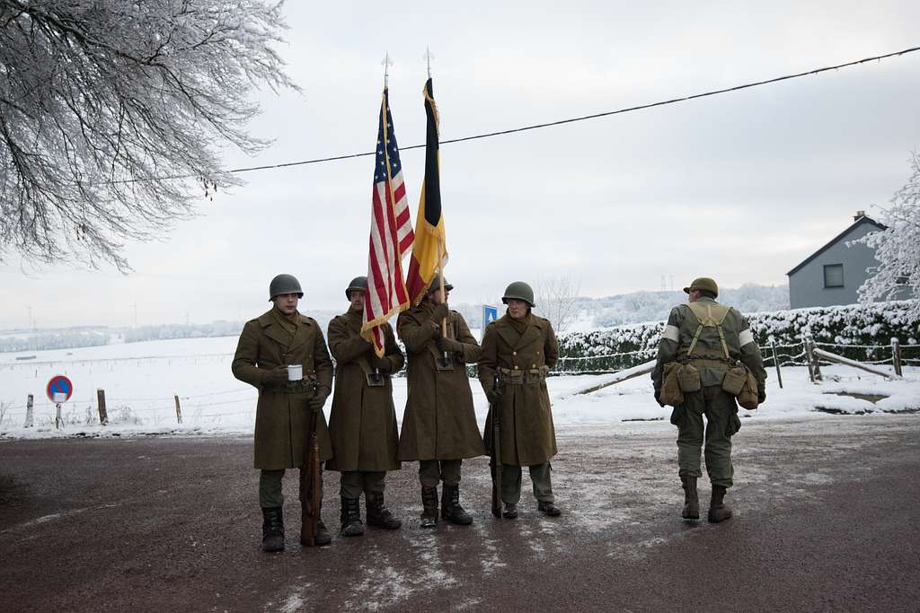 Belgian re-enactors recreate a color guard during the - NARA & DVIDS ...