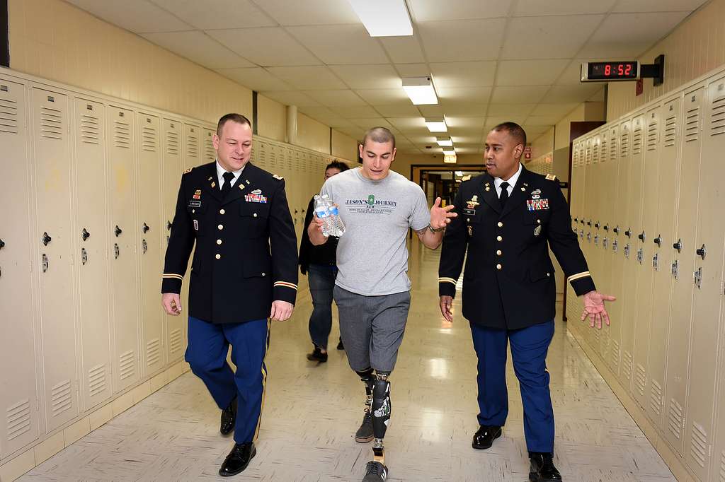 Jason Smith center wounded warrior walks the halls PICRYL