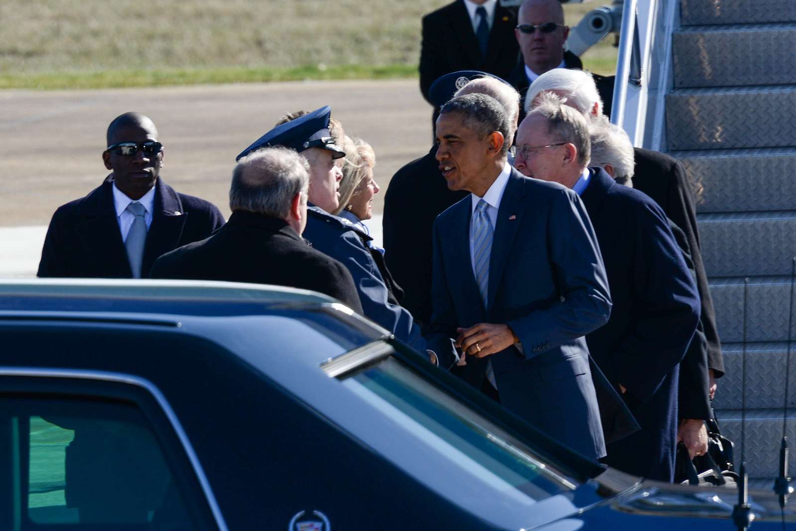 President Barack Obama is welcomed by Col. Thomas S. - U.S ...