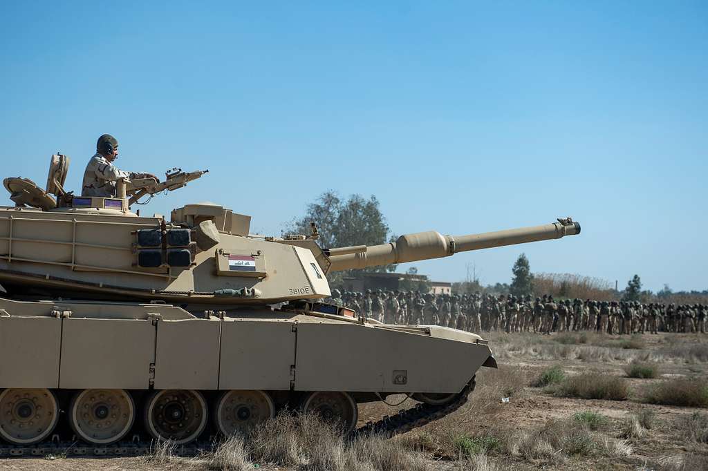 An Iraqi M1 Abrams battle tank gets into position during - NARA & DVIDS ...