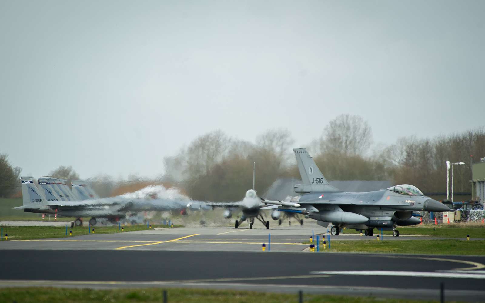 Royal Netherlands Air Force F-16 Fighting Falcons taxi - NARA & DVIDS ...