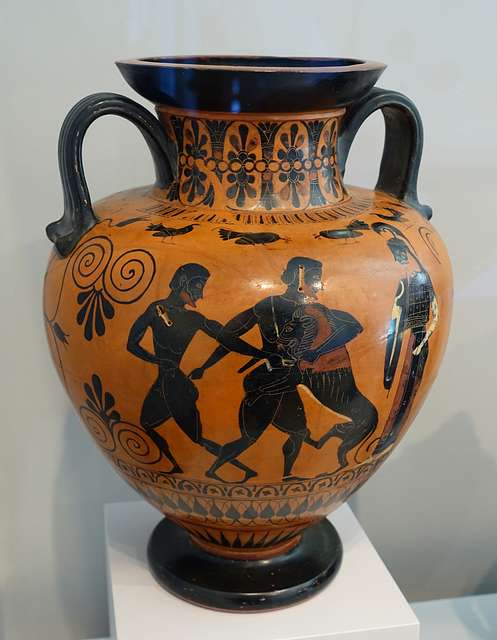 Herakles and the Nemean Lion, with Theseus and the Minotaur, neck ...