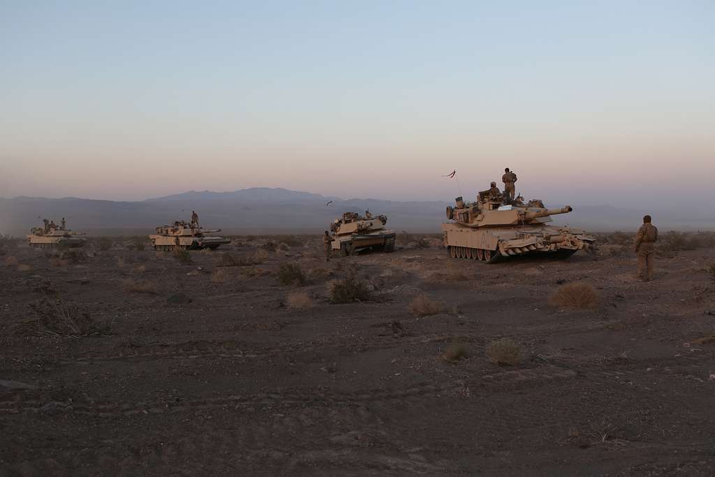 M1A1 Abrams Main Battle Tanks Line Up For A Resupply - PICRYL Public ...