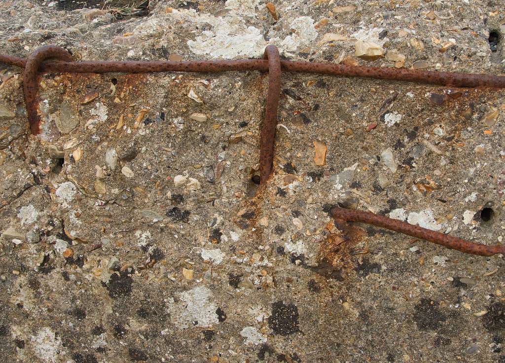 Reinforced concrete rusted rebars german bunkers Pointe du Hoc - PICRYL ...