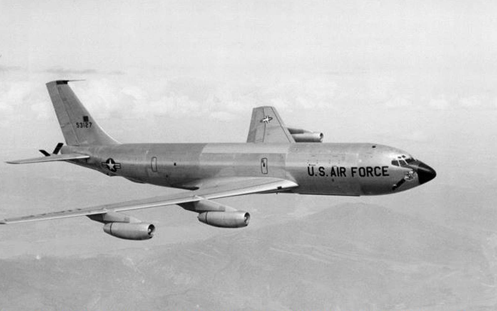 A KC-135 Stratotanker, tail number 55-3127, is pictured - NARA & DVIDS ...