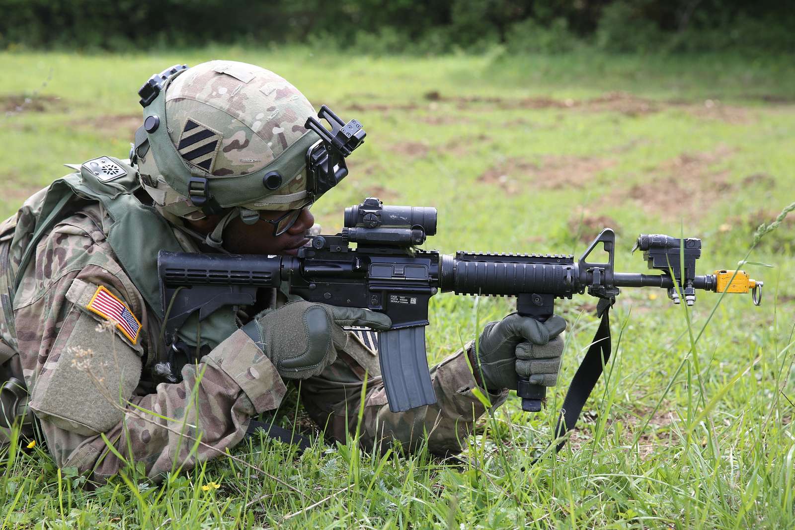 A U.S. Army Special Forces Soldier, who is part of a two-man sniper team,  fires down range July 19, 2017 in Paraguari, Paraguay. The American sniper  team is competing in Fuerzas Comando