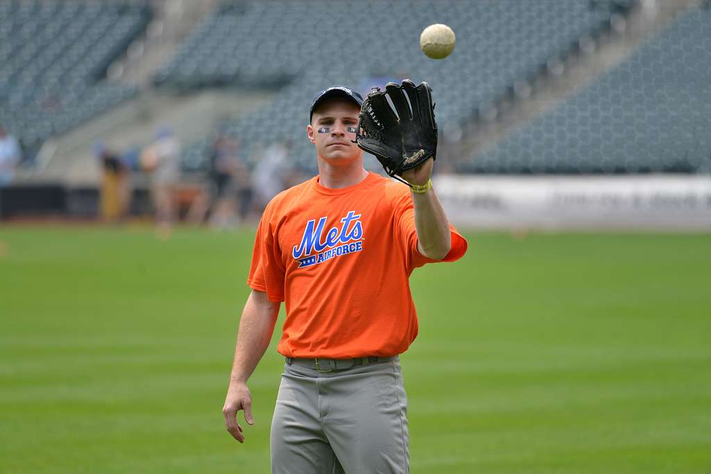 NEW YORK, NY - Wearing New York Mets jerseys, service members from the Air  Force, Army, Marines and Navy play a tournament style softball game at  Citifield on June 11, 2015. The