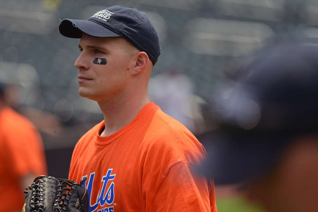 NEW YORK, NY - Wearing New York Mets jerseys, service members from the Air  Force, Army, Marines and Navy play a tournament style softball game at  Citifield on June 11, 2015. The