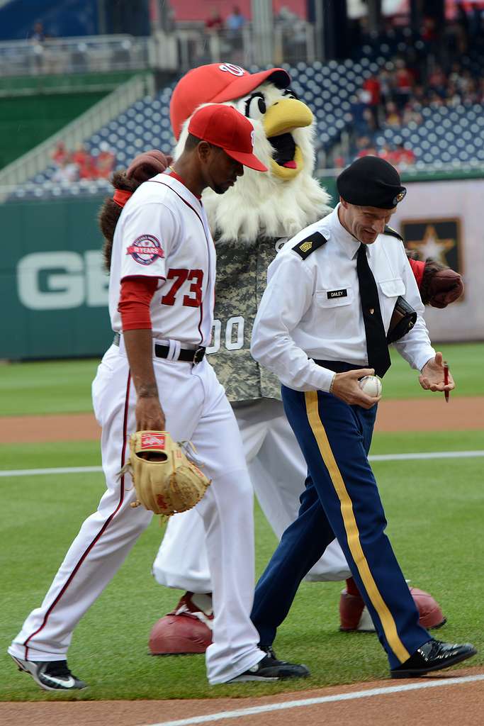 Sgt. Maj. of the Army Daniel A. Dailey poses with Screech, the