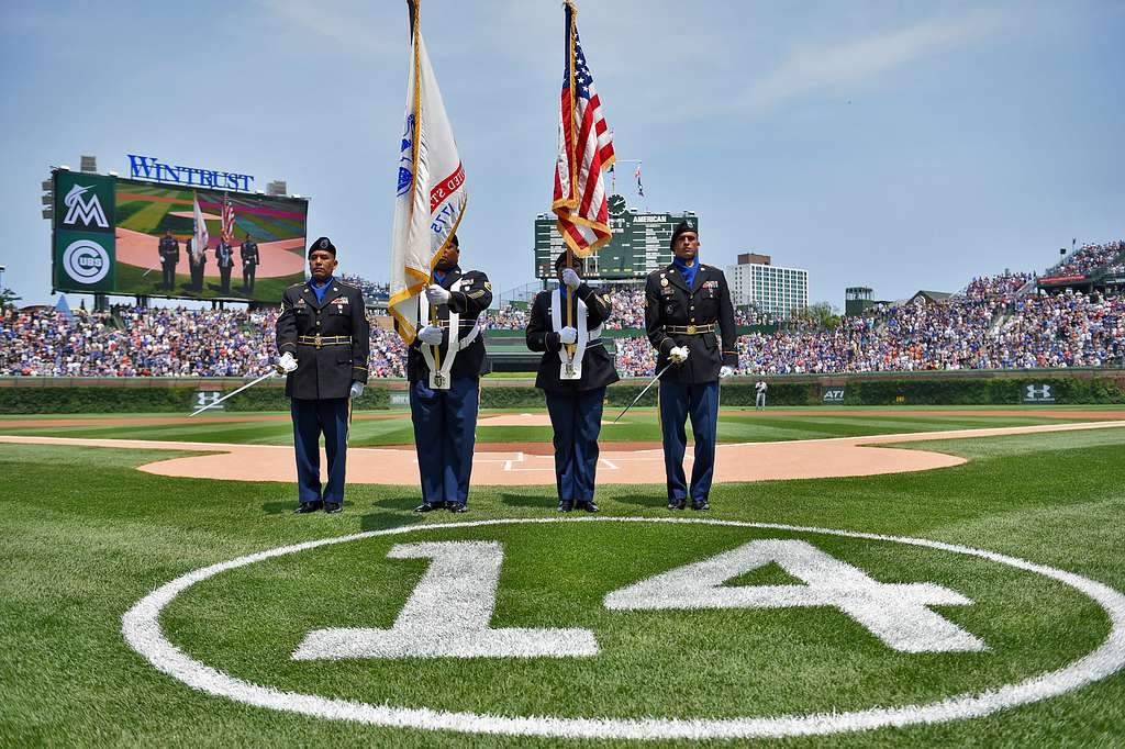 The color guard parades the colors before a Miami Marlins game at Marlins  Park in Miami, Fla., during Fleet Week Port Everglades. - PICRYL - Public  Domain Media Search Engine Public Domain Search