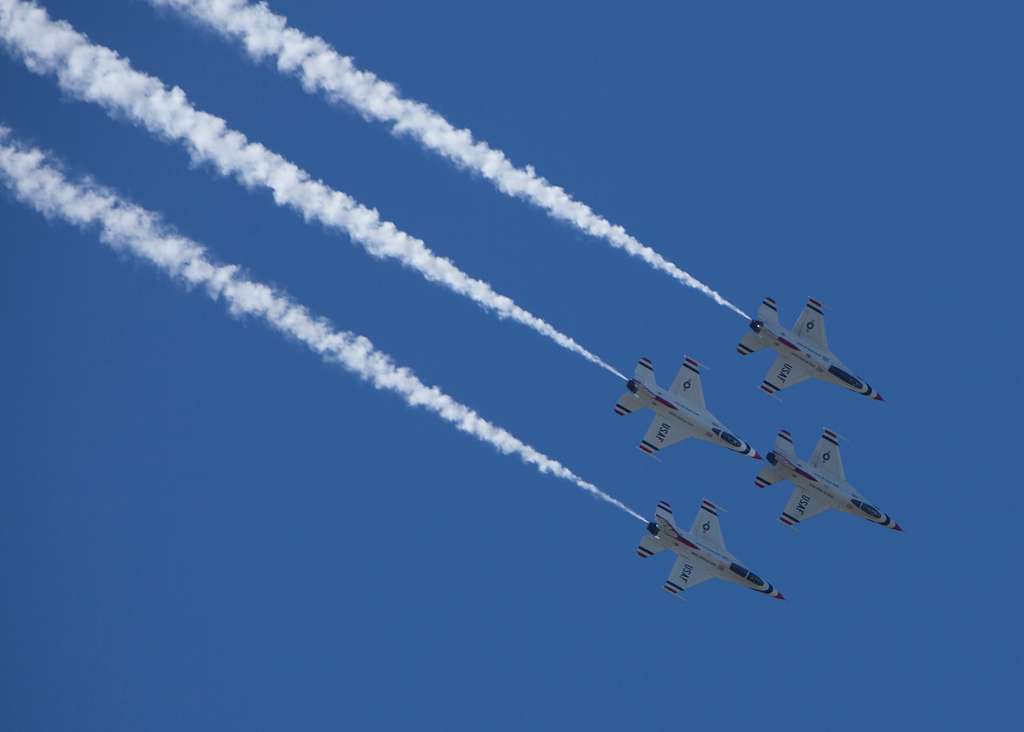 The U.S. Air Force Thunderbirds fly in a diamond formation - NARA ...