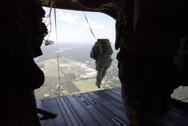 A U.S. Army paratrooper jumps from a CH-47 Chinook - NARA & DVIDS ...