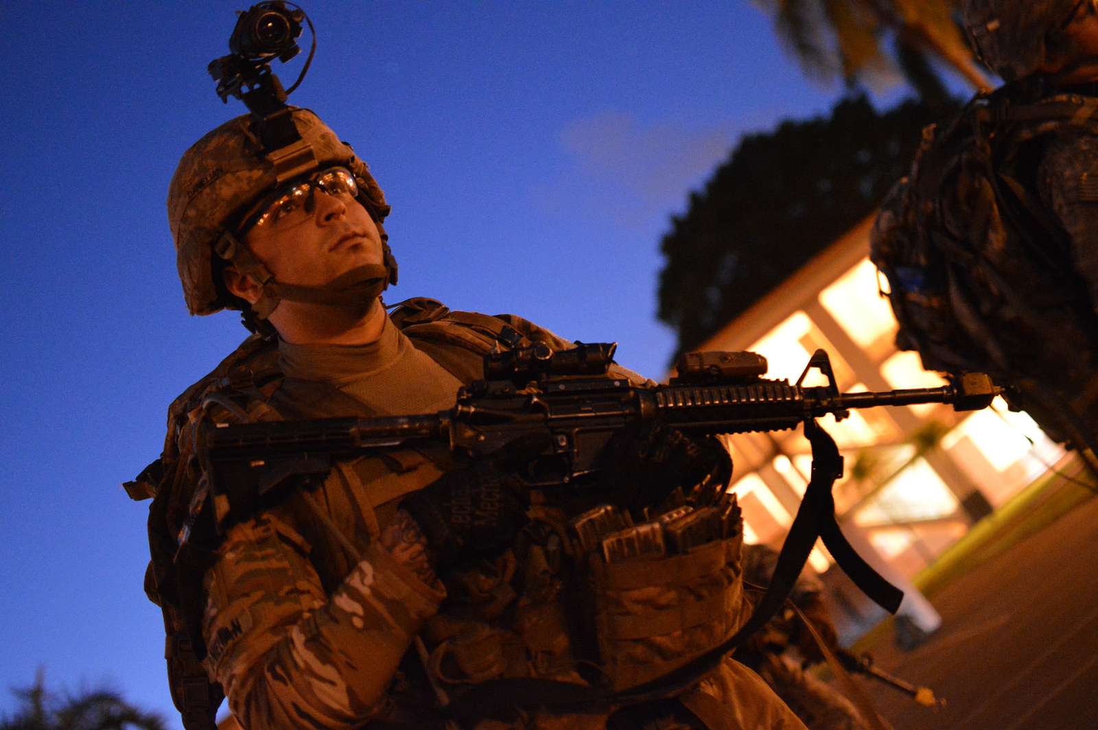 Two snipers of the 68th Armour Regiment's 1st Battalion are pictured with  their M107 Long Range