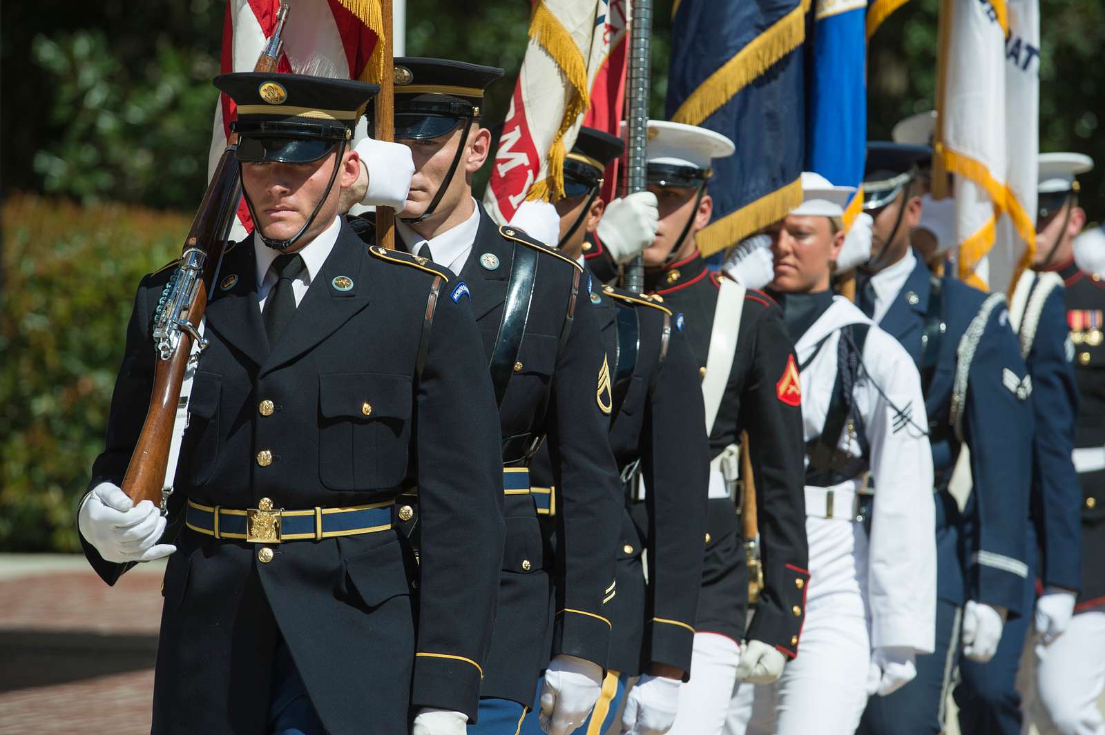 A joint color guard prepare to present the colors during - NARA & DVIDS ...