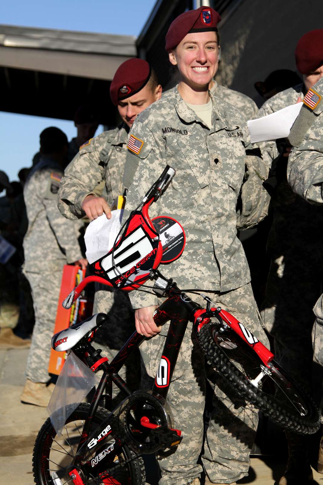 U S Army Paratrooper Spc Sarah Mongold Waits In Line NARA DVIDS Public Domain Archive