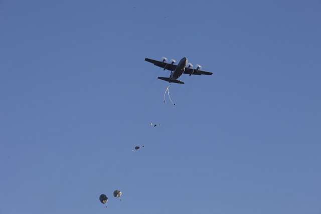 U.S. Army paratroopers descend from a C-130 aircraft - PICRYL - Public ...