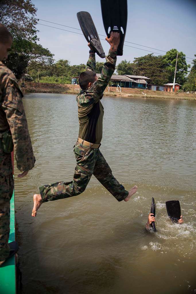 A Royal Thai Marine Marine jumps into the water as - NARA & DVIDS ...