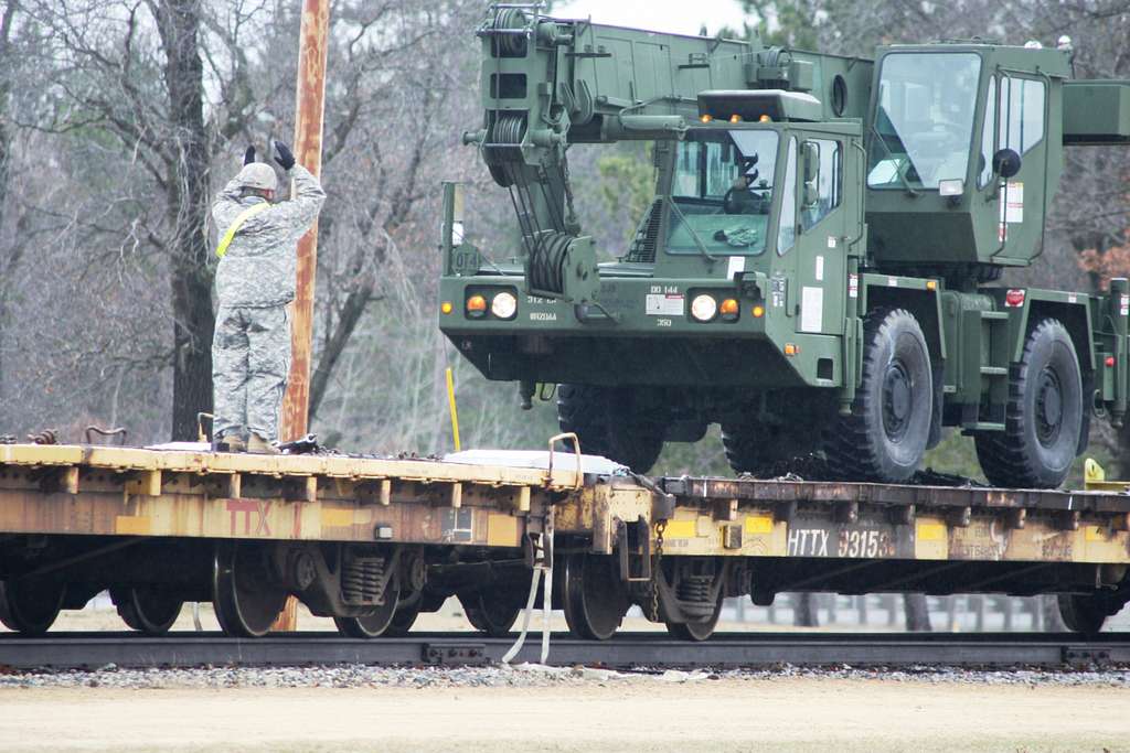 Soldiers load railcars with Army equipment bound for - NARA & DVIDS ...