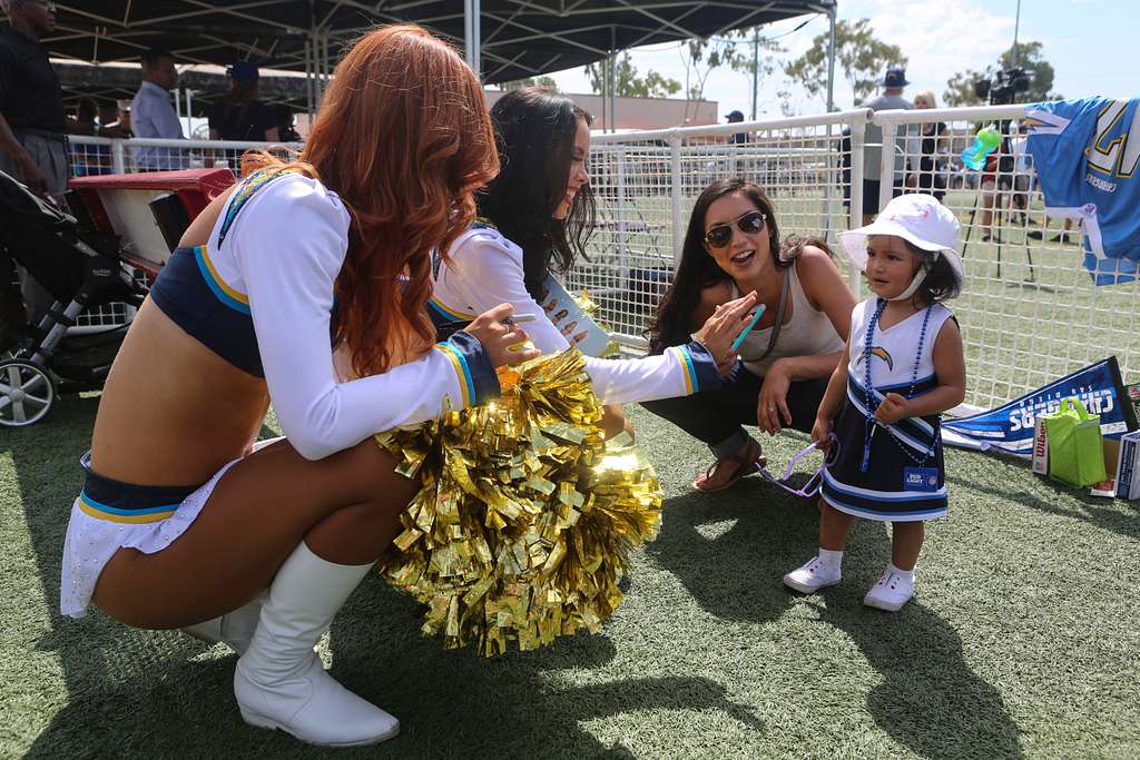 San Diego Chargers cheerleaders greet a service members - NARA & DVIDS  Public Domain Archive Public Domain Search