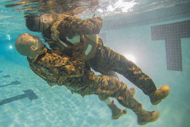 A U.S. Marine Corps Instructor of Water Survival (MCWIS), - PICRYL ...