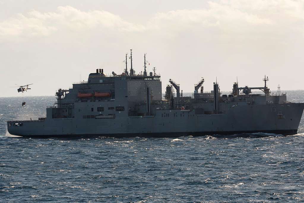 A UH-60 Black Hawk departs from the fleet replenishment - PICRYL ...