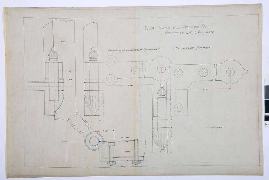 Arbetsritning För Fastigheten Nr 4 Hamngatan. Ytterportens Gångjärn ...