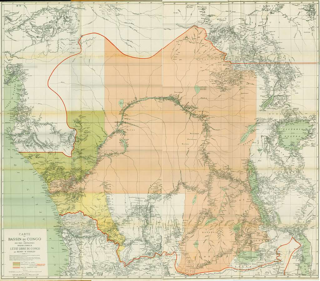 Stanley Pool. Pool Malebo. Congo. Congo Basin, 1885 antique map