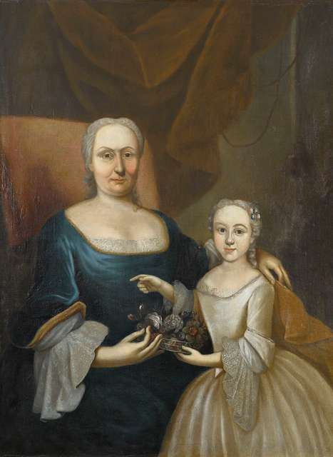 Portrait Barbe-Catherine de Goër de Hervé et sa petite-fille Catherine ...