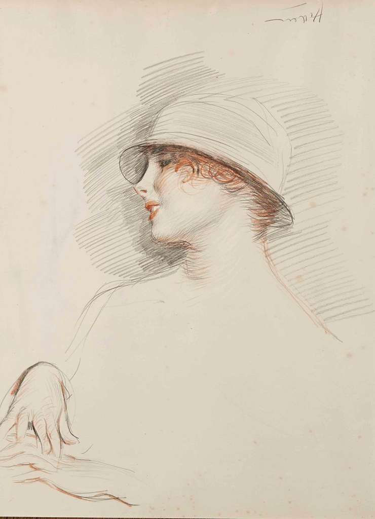 Portrait de femme en buste au chapeau, vue de profil - PICRYL - Public ...