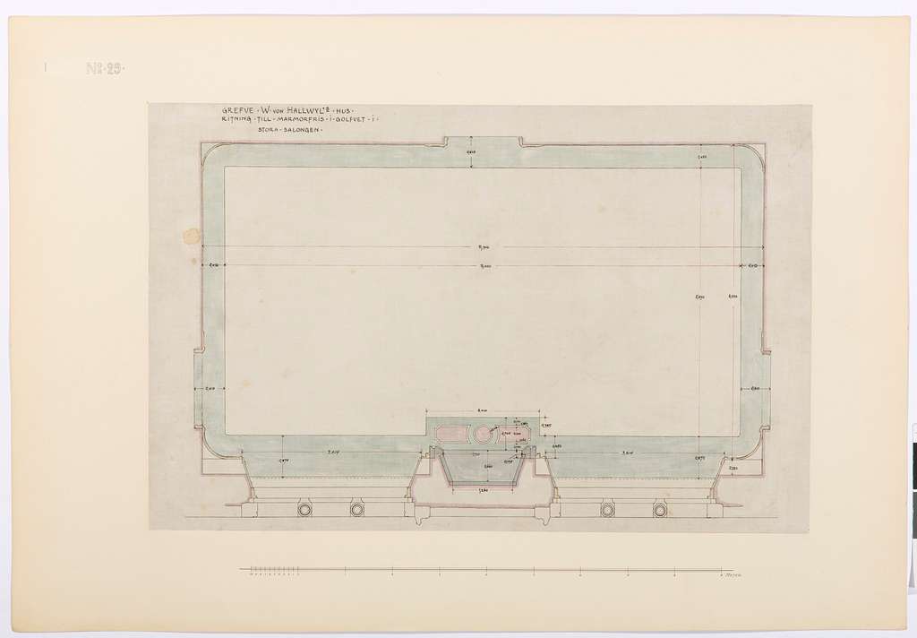 Ritning På Marmorfris Till Stora Salongen, Hallwylska Palatset ...