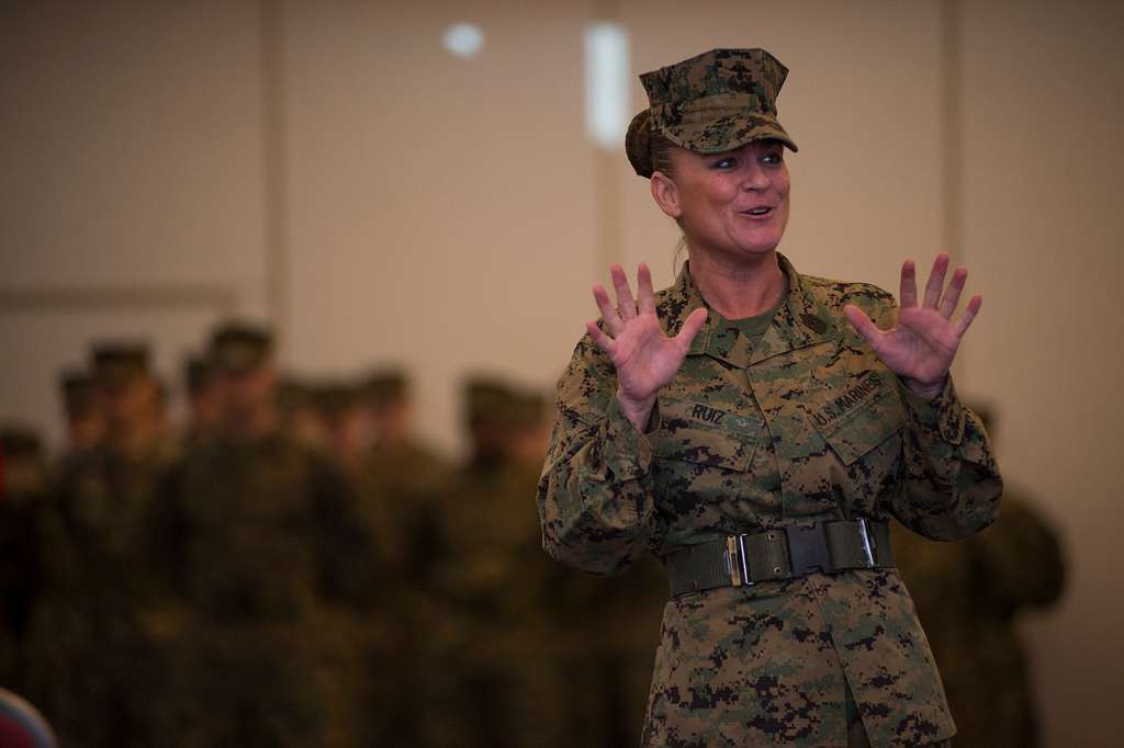 U.S. Marine Corps Sgt. Maj. Denise Ruiz, incoming sergeant major