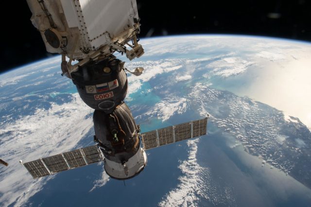 iss050e038462 (02/03/2017) --- A Russian Soyuz spacecraft can be seen ...