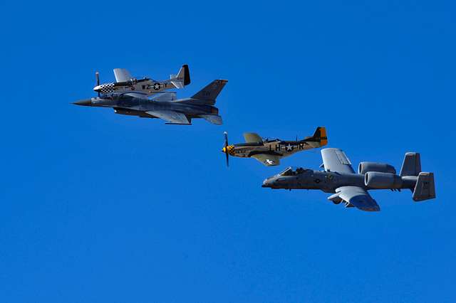 A U.S. Air Force F-16 Fighting Falcon, A-10C Thunderbolt - PICRYL ...