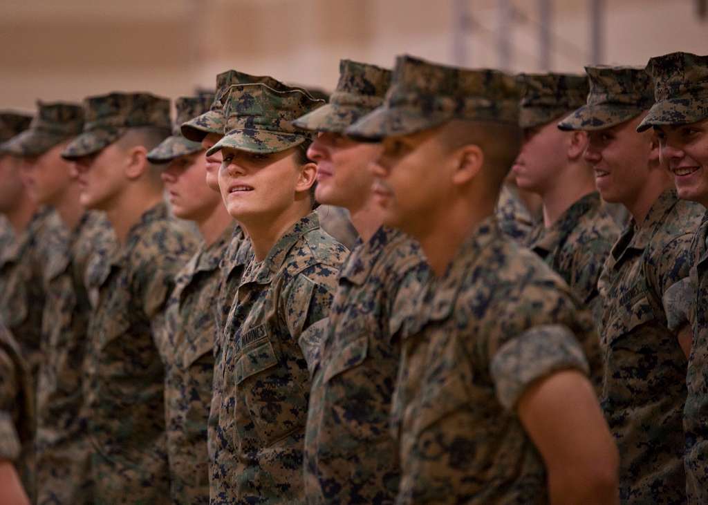 U.S. Marine Corps Pfc. Maria Daume, center, a mortarman - NARA & DVIDS ...