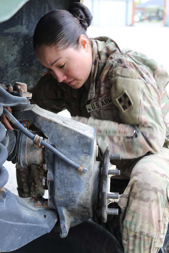 Spc. Laura Barajas, left, a Dallas-Fort Worth native and a wheeled
