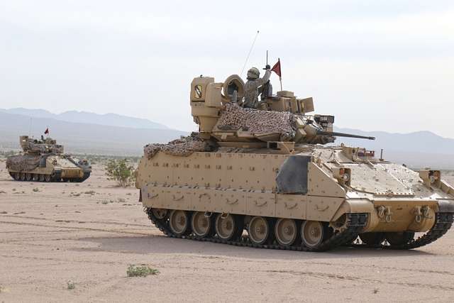 A Bradley Fighting Vehicle commander with the 2nd Battalion, - PICRYL ...