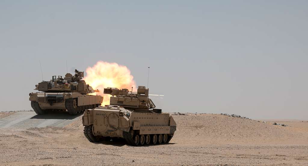 An M1A2 Abrams Main Battle Tank Crew Engages Targets - PICRYL - Public ...