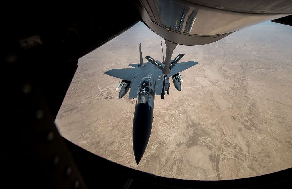 A U.S. Air Force F-15E Strike Eagle Receives Fuel From - PICRYL ...