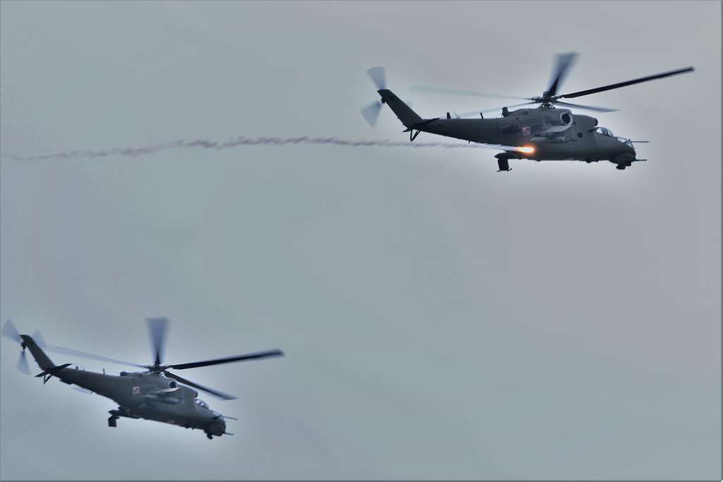 Polish Army Helicopters Fly Over The Bemowo Piskie - Nara & Dvids 